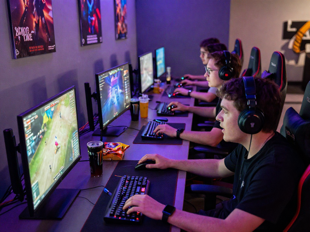 rokok88 login game tournament setup with players and colorful lighting