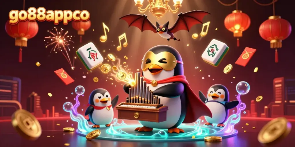 Experience the excitement of go88appco's thrilling casino world with a vibrant 3D illustration featuring engaging characters and dynamic game elements.