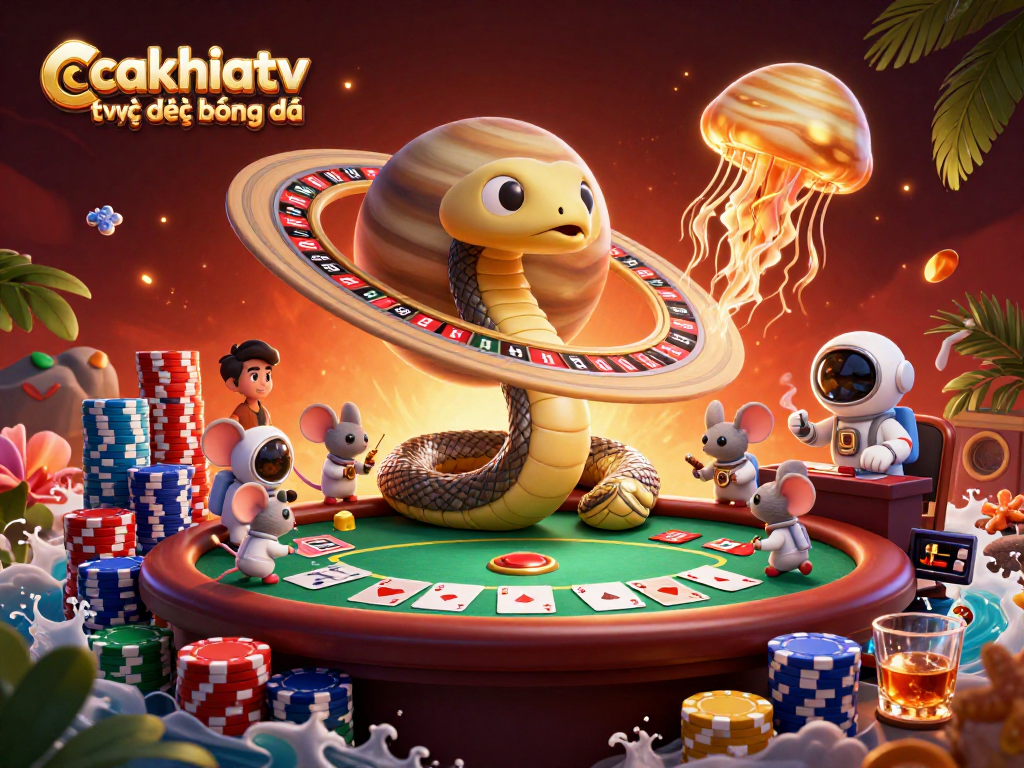 Experience the thrill of cakhiatv trực tiếp bóng đá with a vibrant cosmic casino scene packed with betting action.